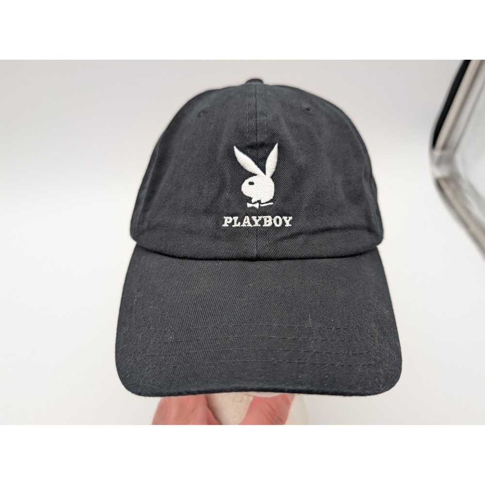 Playboy Bunny Logo Baseball Cap Black Cotton Adjustable Hat OSFM RN 101372